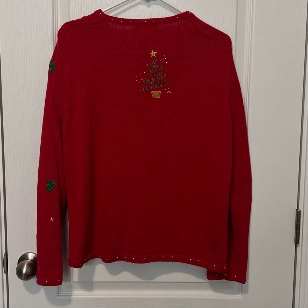 Vintage Studio Chrosmas Cardigan Sweater Womens Red Beaded Size Medium - Picture 3 of 10
